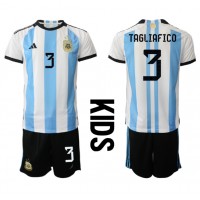 Argentiina Nicolas Tagliafico #3 Koti Peliasu Lasten MM-kisat 2022 Lyhythihainen (+ Lyhyet housut)